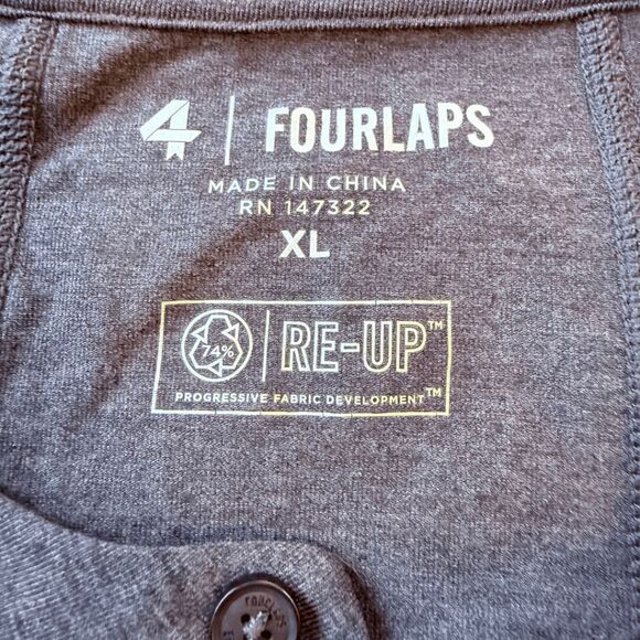 Fourlaps Men's Start Before You're Ready Long Sleeve Radius Henley Shirt Gray XL - Picture 5 of 12